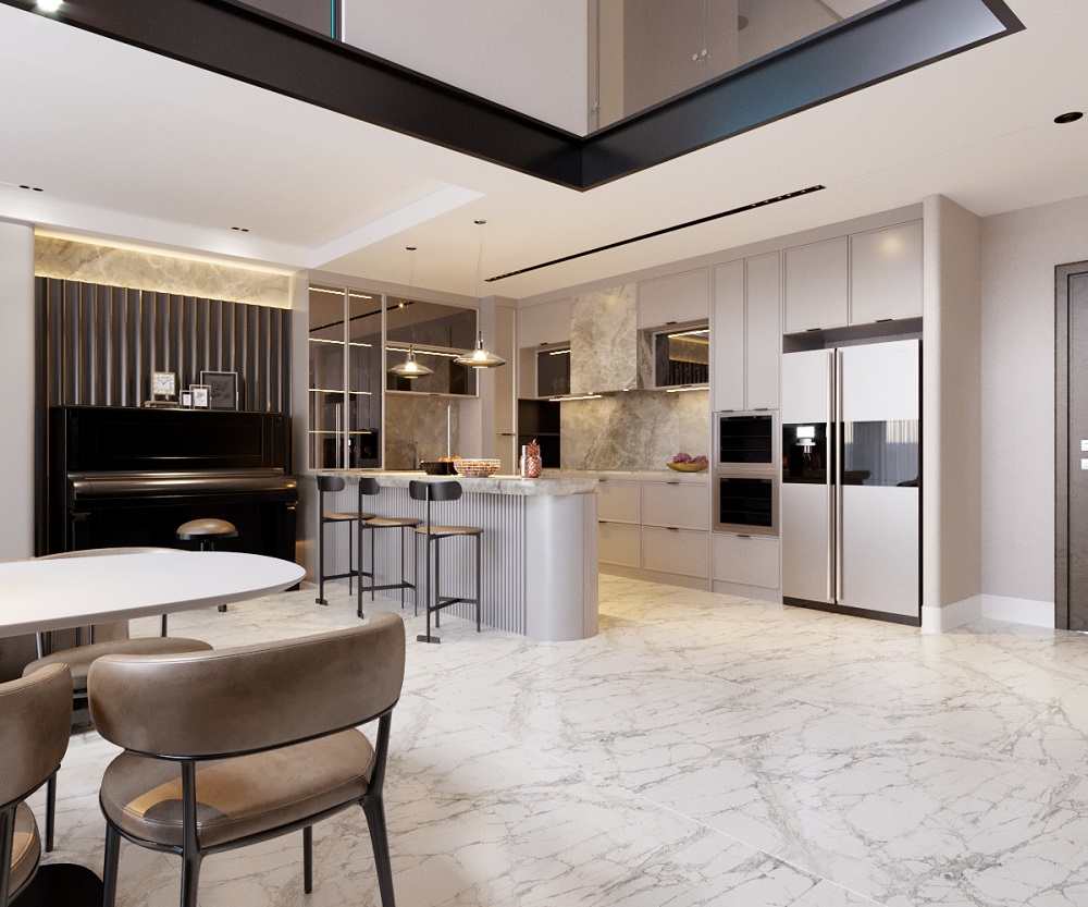 Phòng bếp đặc trưng cho thiết kế Duplex