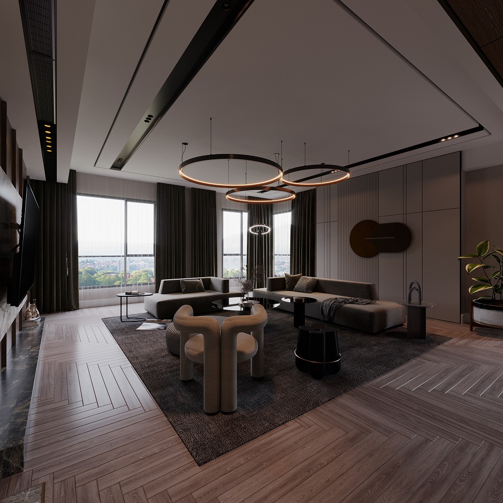 Không gian Penthouse được thiết kế tối giản